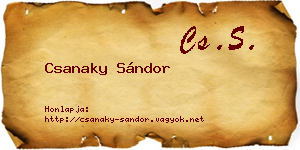 Csanaky Sándor névjegykártya